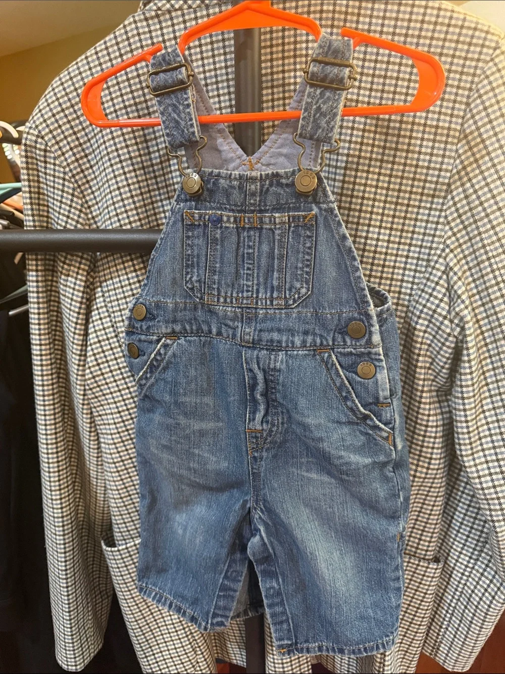 babyGAP Blue Denim Short Overalls with Front Bib